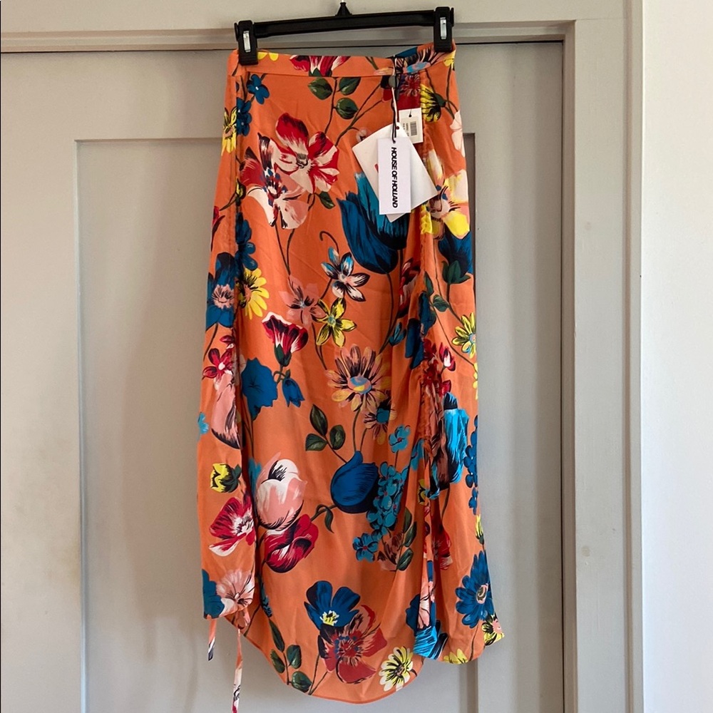 NWT House of Holland Floral Silk Blend Skirt Size 2
